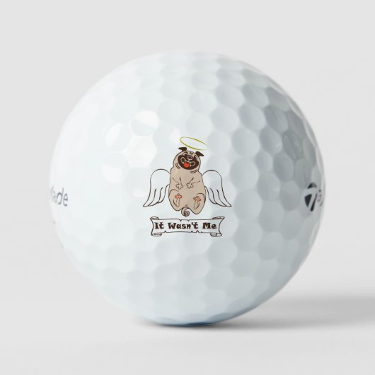 It Wasn't Me angel pug funny quote Golfballen (Voorkant)