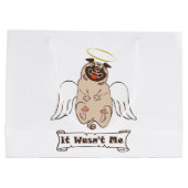 It Wasn't Me angel pug funny quote Groot Cadeauzakje (Achterkant)