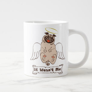 It Wasn't Me angel pug funny quote Grote Koffiekop