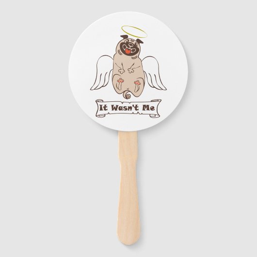 It Wasn't Me angel pug funny quote Handwaaier (Voorkant)