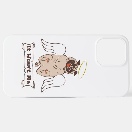 It Wasn't Me angel pug funny quote iPhone Hoesje (Achterkant horizontaal)