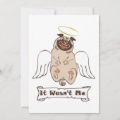 It Wasn't Me angel pug funny quote Kaart (Achterkant)