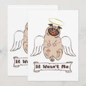 It Wasn't Me angel pug funny quote Kaart (Voorkant / Achterkant)