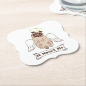 It Wasn't Me angel pug funny quote Kartonnen Onderzetters (Gekanteld)