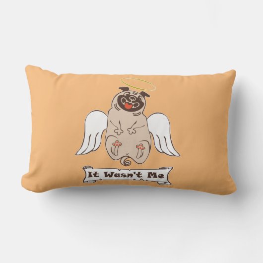 It Wasn't Me angel pug funny quote Kussen (Voorkant)