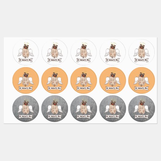 It Wasn't Me angel pug funny quote Labels (Vel)