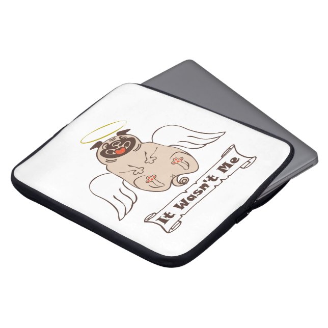 It Wasn't Me angel pug funny quote Laptop Sleeve (Voorkant top)