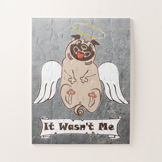 It Wasn't Me angel pug funny quote Legpuzzel (Verticaal)