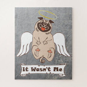 It Wasn't Me angel pug funny quote Legpuzzel