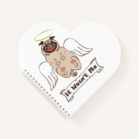 It Wasn't Me angel pug funny quote Notitieboek (Voorkant)
