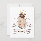 It Wasn't Me angel pug funny quote Notitiekaartje (Voorkant)