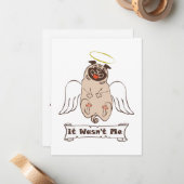 It Wasn't Me angel pug funny quote Notitiekaartje (Voorkant / Achterkant in situ)