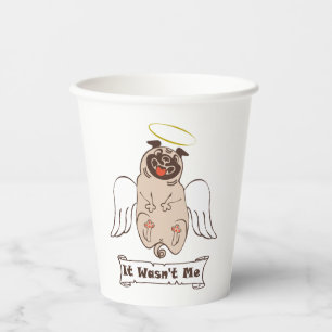 It Wasn't Me angel pug funny quote Papieren Bekers