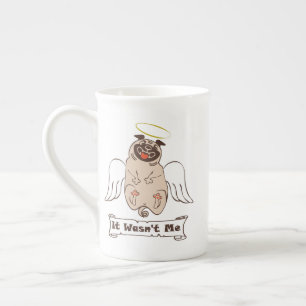 It Wasn't Me angel pug funny quote Porselein Kop