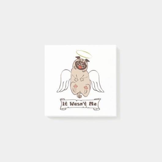 It Wasn't Me angel pug funny quote Post-it® Notes (Voorkant)