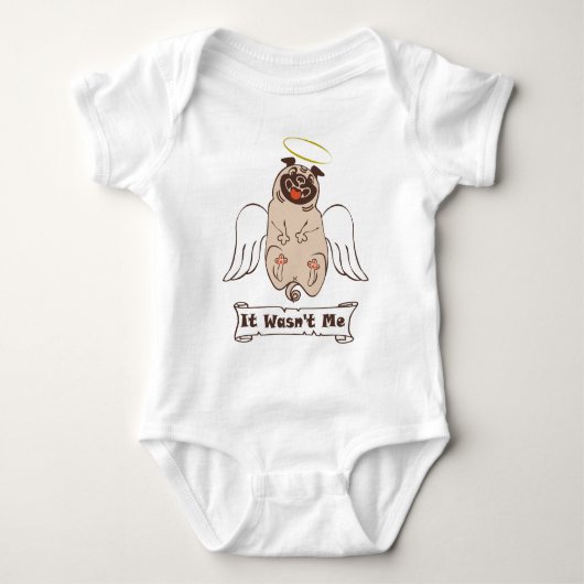It Wasn't Me angel pug funny quote Romper (Voorkant)
