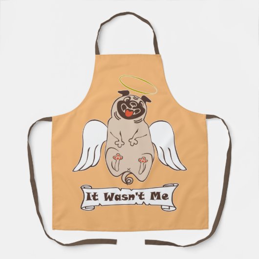 It Wasn't Me angel pug funny quote Schort (Voorkant)