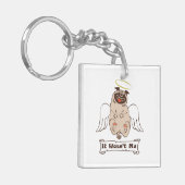 It Wasn't Me angel pug funny quote Sleutelhanger (Voorkant Links)