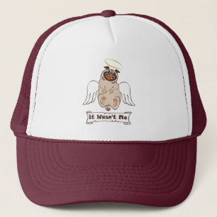 It Wasn't Me angel pug funny quote Trucker Pet