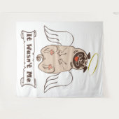 It Wasn't Me angel pug funny quote Wandkleed (Voorkant (horizontaal))