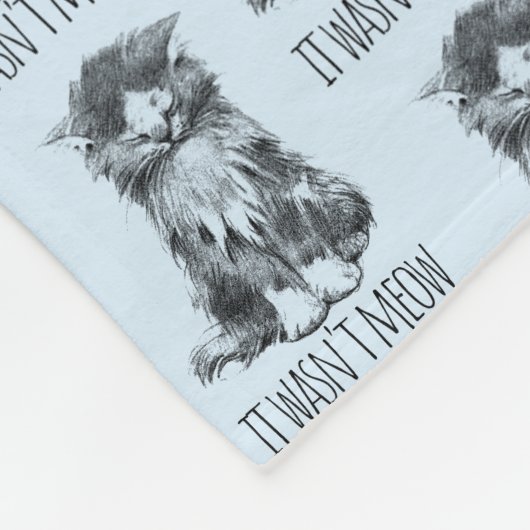 It Wasn't Meow Cute Fluffy Kitten Light Blue Fleece Deken (Hoek)