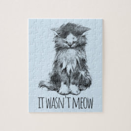 It Wasn't Meow Cute Fluffy Kitten Light Blue Legpuzzel