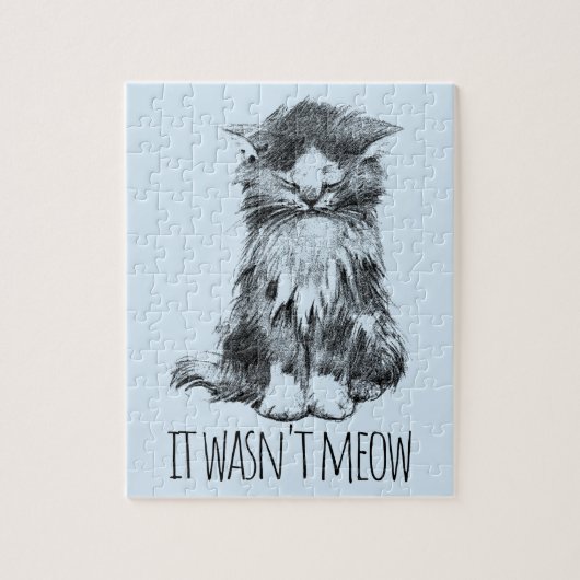 It Wasn't Meow Cute Fluffy Kitten Light Blue Legpuzzel (Verticaal)