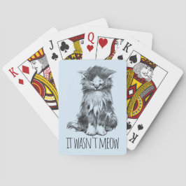 It Wasn't Meow Cute Fluffy Kitten Light Blue Pokerkaarten