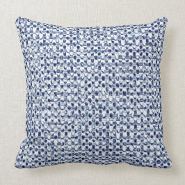 Itajime Shibori Blue Check Textile Geometric Weave Kussen