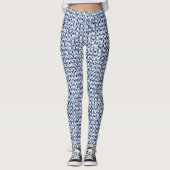 Itajime Shibori Blue Check Textile Geometric Weave Leggings (Voorkant)
