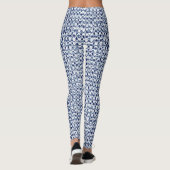 Itajime Shibori Blue Check Textile Geometric Weave Leggings (Achterkant)