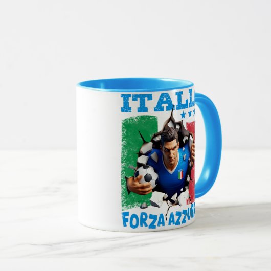 Italia 3D Forza Azzurri Voetbal Mok (Voorkant rechts)