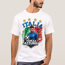 Italia 4 sterren voetbal Forza Azzurri T-shirt