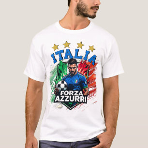 Italia 4 sterren voetbal Forza Azzurri T-shirt
