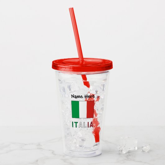 Italia Bandeira Italiana gepersonaliseerd Acryl Drinkbeker (Voorkant ijs)
