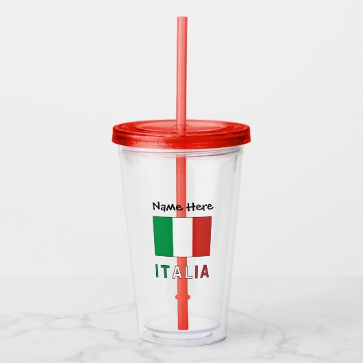 Italia Bandeira Italiana gepersonaliseerd Acryl Drinkbeker (Voorkant)