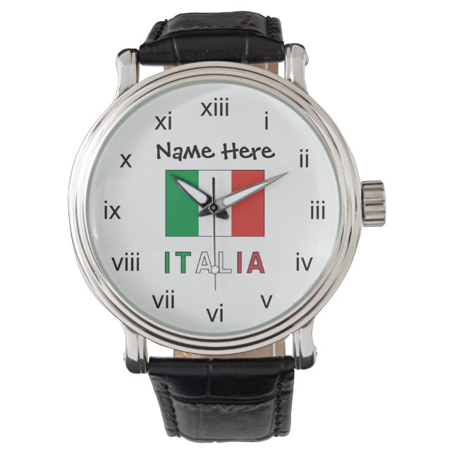 Italia Bandeira Italiana gepersonaliseerd Horloge (Voorkant)