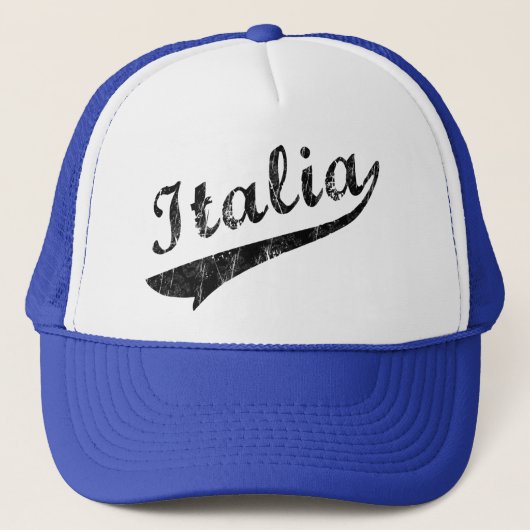 Italia Baseball Logo Retro Petjes Trucker Pet (Voorkant)
