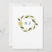 Italia Blauwe Waterverf Citroen bruiloft uitnodigi Kaart (Achterkant)