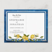 Italia Blauwe Waterverf Lemon SavetheDate Briefkaa Briefkaart (Achterkant)