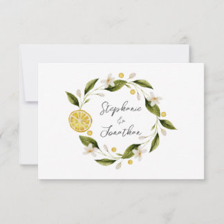 Italia Blue Waterverf Lemon RSVP-kaart RSVP Kaartje
