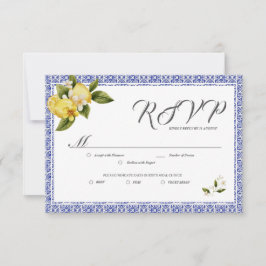 Italia Blue Waterverf Lemon RSVP-kaart RSVP Kaartje
