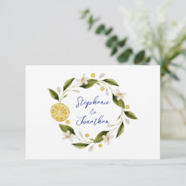 Italia Blue Waterverf Lemon RSVP-kaart RSVP Kaartje