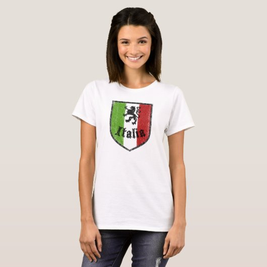 Italia  Crest Yellow Womens T-Shirt (Voorkant volledig)