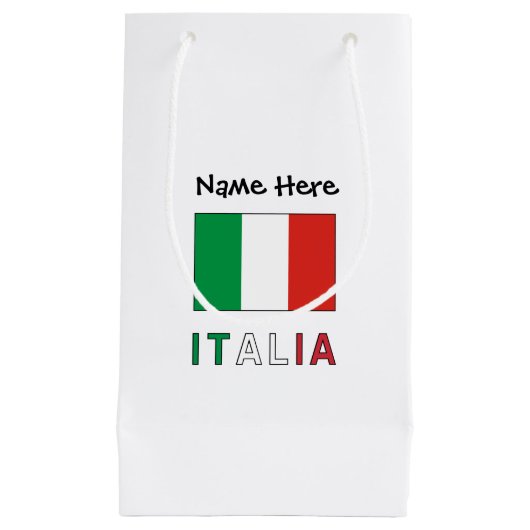 Italia e Bandiera Italiana con il Tuo Nome Klein Cadeauzakje (Voorkant)
