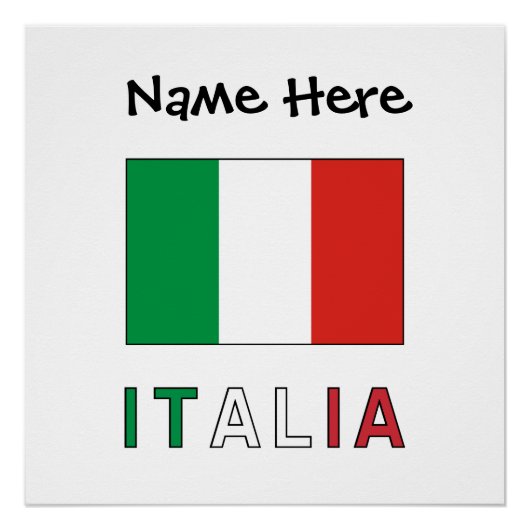 Italia e Bandiera Italiana con il Tuo Nome Perfect Poster (Voorkant)
