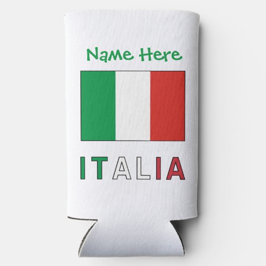 Italia e Bandiera Italiana con il Tuo Nome Seltzer Blikjeskoeler (Achterkant)