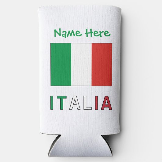 Italia e Bandiera Italiana con il Tuo Nome Seltzer Blikjeskoeler (Voorkant)