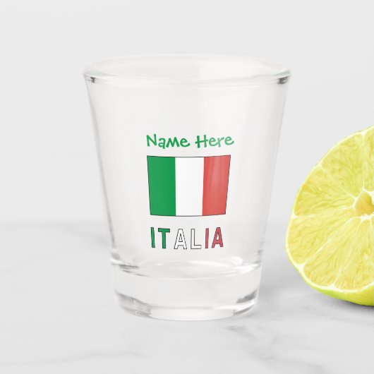 Italia e Bandiera Italiana con il Tuo Nome Shot Glas (Voorkant)