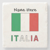 Italia e Bandiera Italiana con il Tuo Nome Stenen Onderzetter (Voorkant)